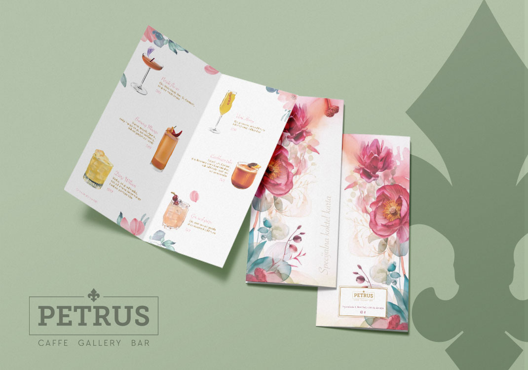 Petrus dizajn karte pića cenovnik kokteli
